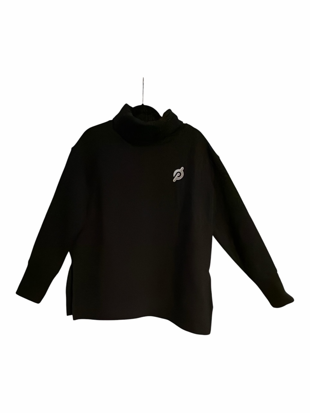 Peloton Women's Funnel Neck Pullover Fleece Sweatshirt Black Side Slits Size M